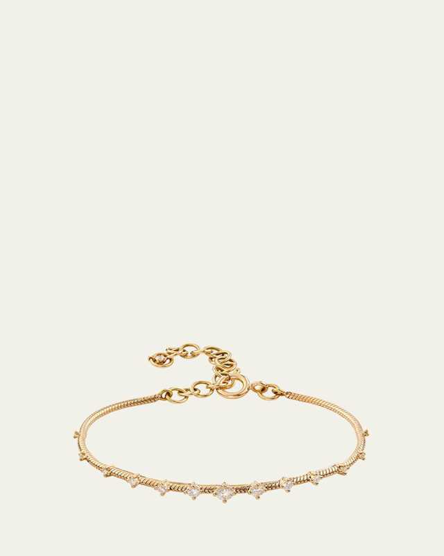 18K Yellow Gold Diamonds On Chain Bracelet